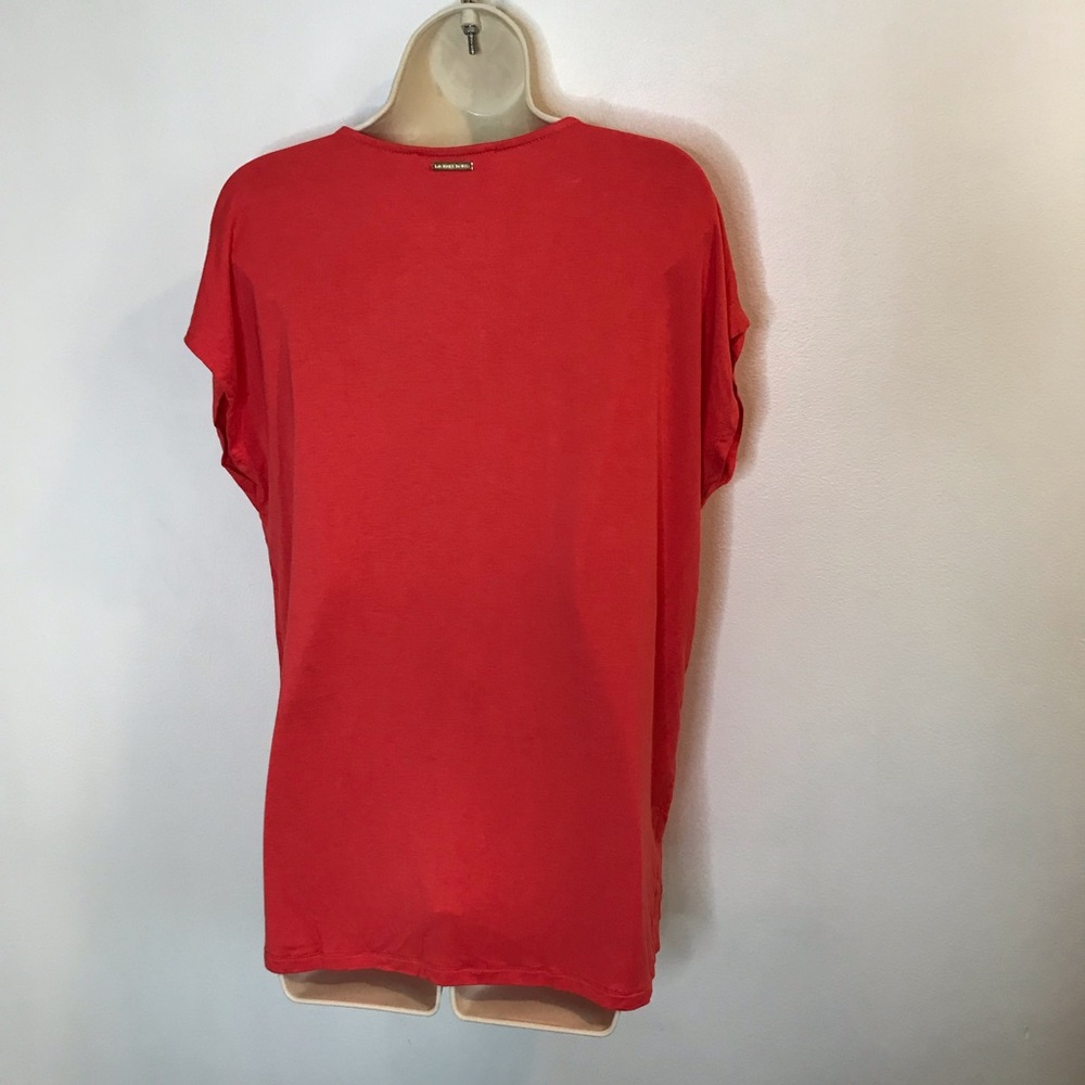 Michael Kors Orange Chiffon Ruffle T-shirt Blouse Medium M - Picture 6 of 10